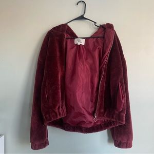 Burgundy furry Coat